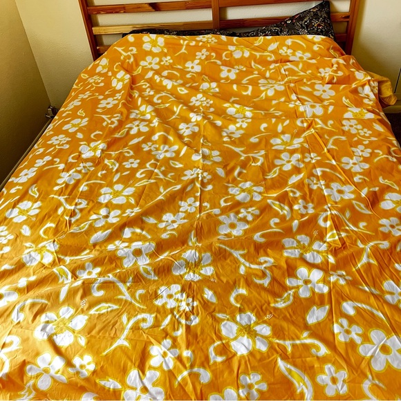 PB Teen Reversible Twin Duvet Cover Orange Floral Striped - Picture 2 of 11